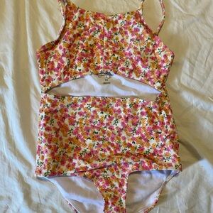 Jessica Simpson Pink and Orange Floral Kids One Piece